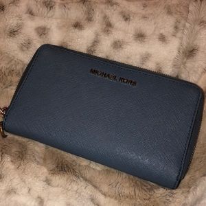 blue michael kors wallet